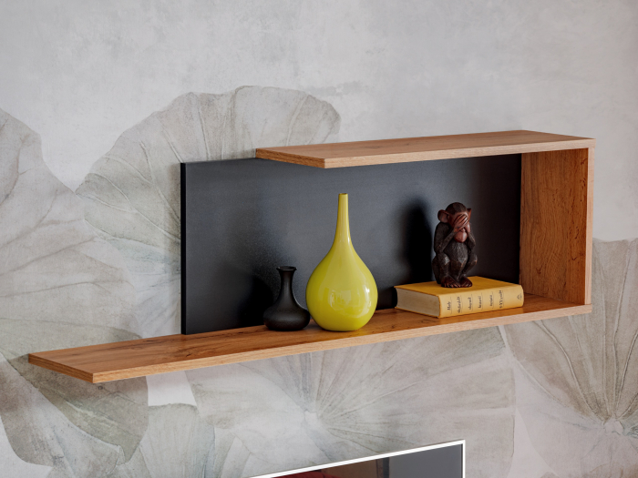 Living, comoda tv +dulapior si raft, gri grafit/stejar artisan, 200 cm lungime, modern, Bortis [7]
