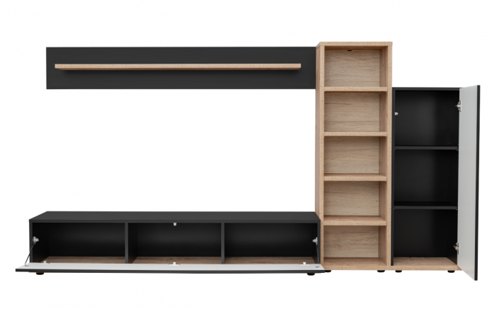 Living Sufragerie moderna, 240 cm lungime x 127 cm inaltime x 40 cm adancime, stejar /negru [2]