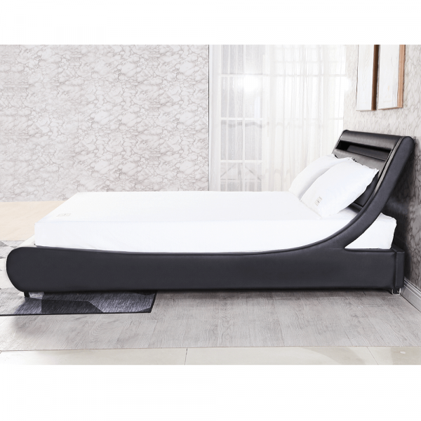 Pat tapitat ultramodern,piele eco neagra,cu led ,160x200 , sau 180 x200 cm,Bortis Impex [7]