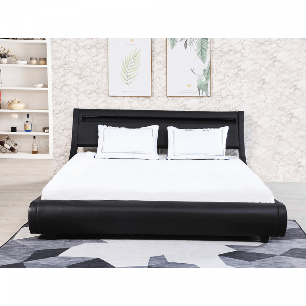 Pat tapitat ultramodern,piele eco neagra,cu led ,160x200 , sau 180 x200 cm,Bortis Impex [8]