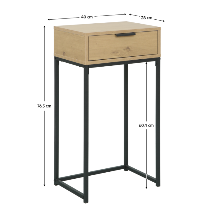 Masă cu consolă cu sertar, stejar/negru, LERTOS [5]