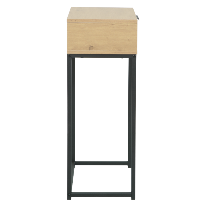 Masă cu consolă cu sertar, stejar/negru, LERTOS [4]