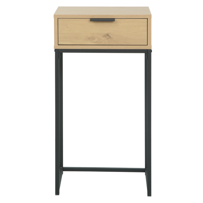 Masă cu consolă cu sertar, stejar/negru, LERTOS [2]