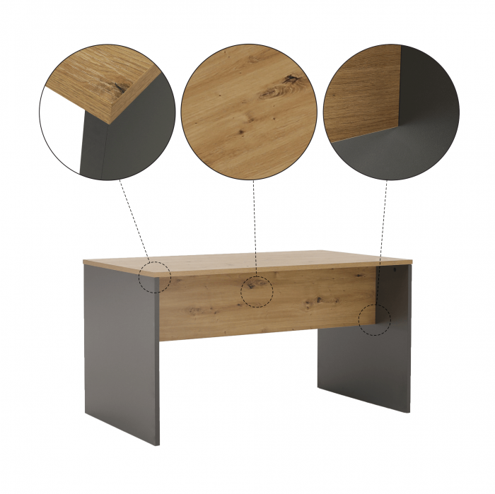 Masă de birou, grafit/stejar artisan, RIOMA NEW TYP 11 [4]