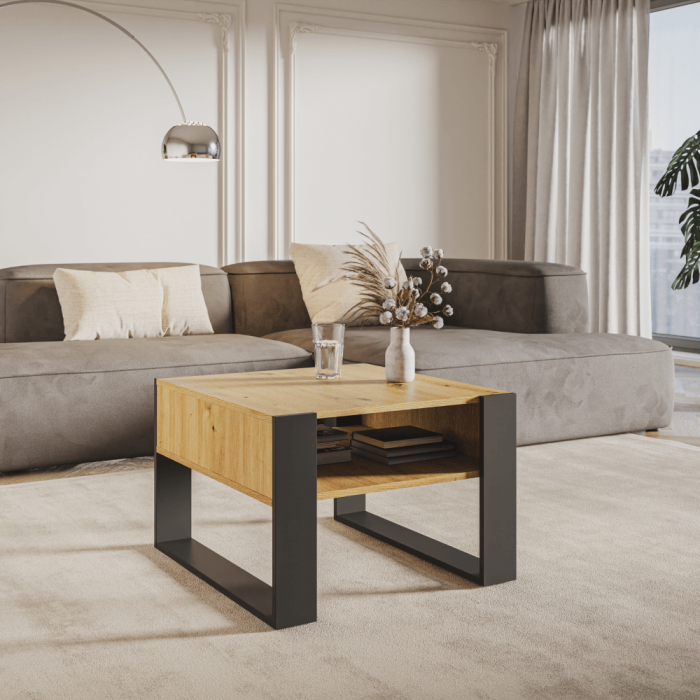 Masă de cafea, stejar artisan / neagră, CARA 2 [4]