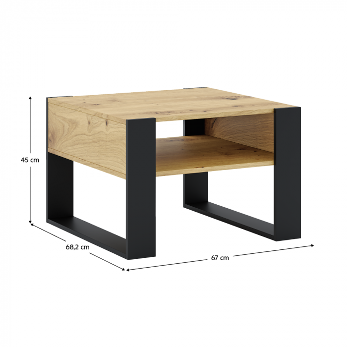 Masă de cafea, stejar artisan / neagră, CARA 2 [5]