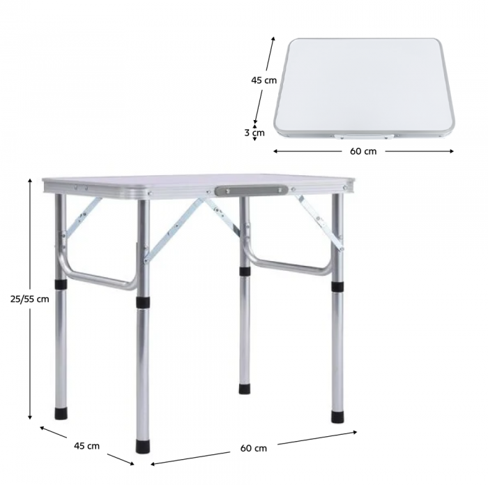Masă de camping pliabiăla, 60 cm, aluminiu/MDF, KEPI TYP 2 [13]