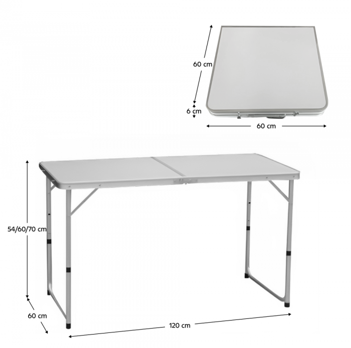 Masă de camping pliabilă, 120 cm, aluminiu/MDF, KEPI TYP 1 [10]