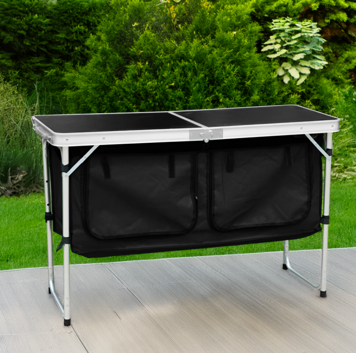 Masă de camping pliabilă cu organizator, 120 cm, aluminiu/MDF, KEPI TYP 3 [11]