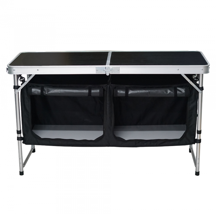 Masă de camping pliabilă cu organizator, 120 cm, aluminiu/MDF, KEPI TYP 3 [5]