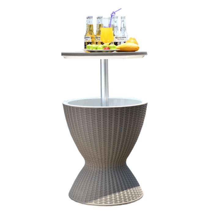 Masa de gradina, cu loc de racire bauturi, plastic gri, 82x48,5 cm [15]