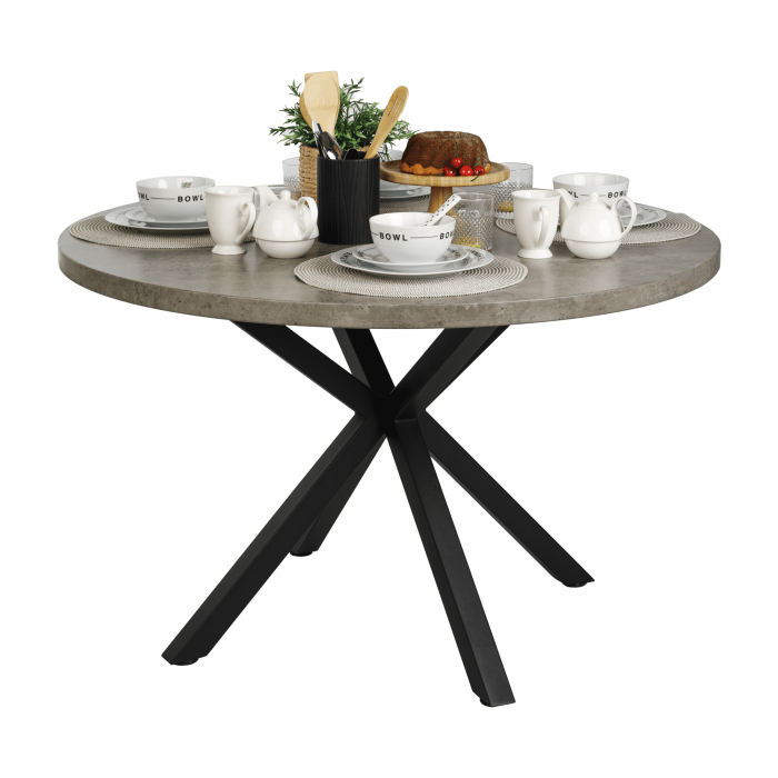 Masă de luat masa, gri carbon / negru, diametru 120 cm, MEDOR [10]
