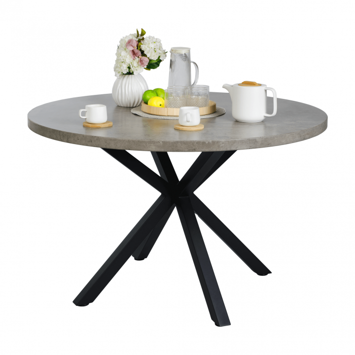 Masă de luat masa, gri carbon / negru, diametru 120 cm, MEDOR [11]