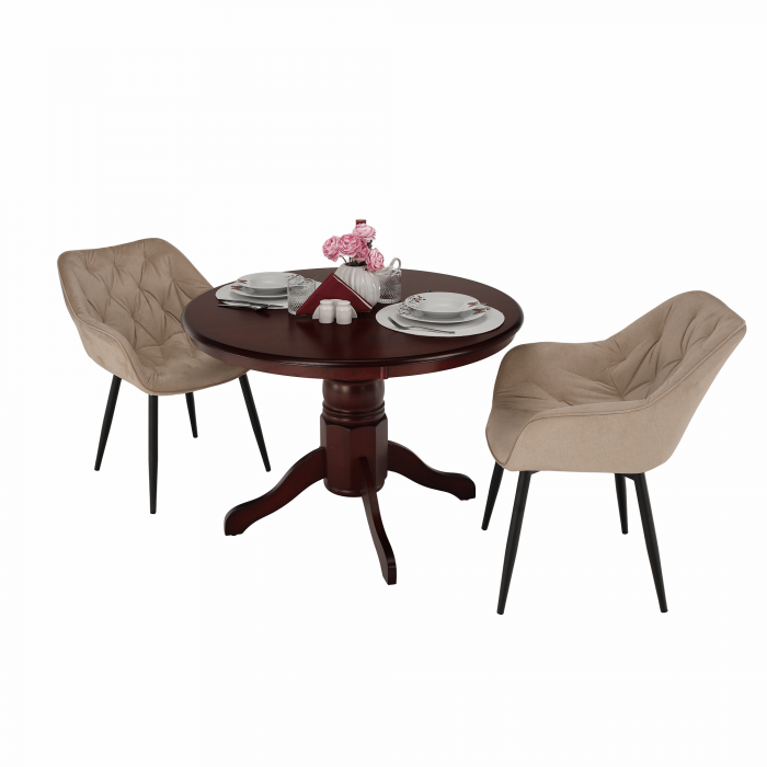 Masă de luat masa, rotundă, castanie, diametru 106 cm, TABLOS [5]