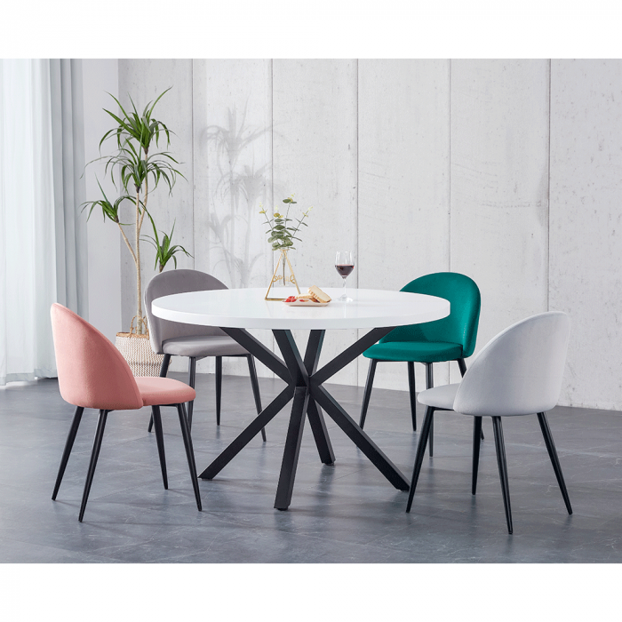 Masă de sufragerie, alb mat/ negru, diametru 120 cm, MEDOR [2]