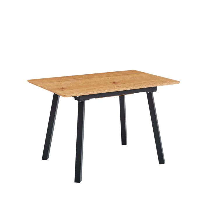 Masă de sufragerie extensibilă, 120-160x80 cm, stejar/neagră, DIRAN [1]