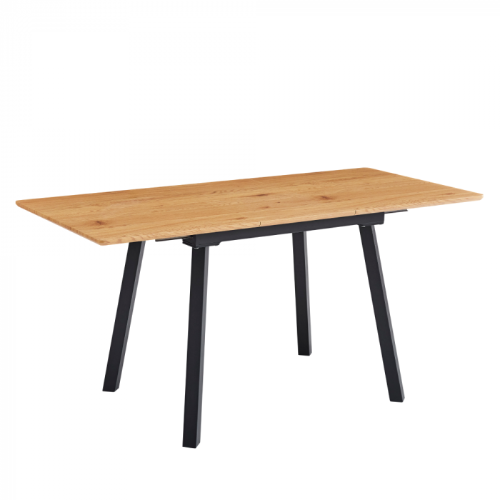 Masă de sufragerie extensibilă, 120-160x80 cm, stejar/neagră, DIRAN [3]