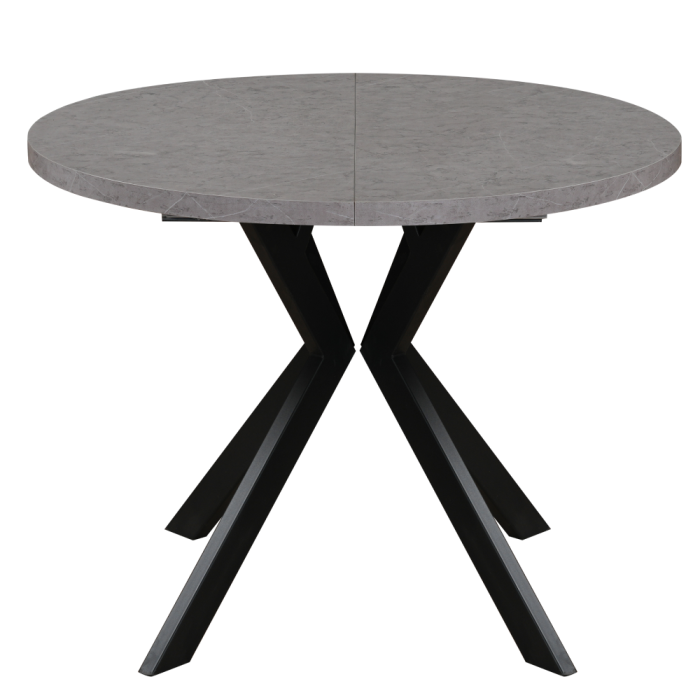 Masă de sufragerie extensibilă, beton deschis/negru, 100-250x75,5 cm, LUKOS [4]