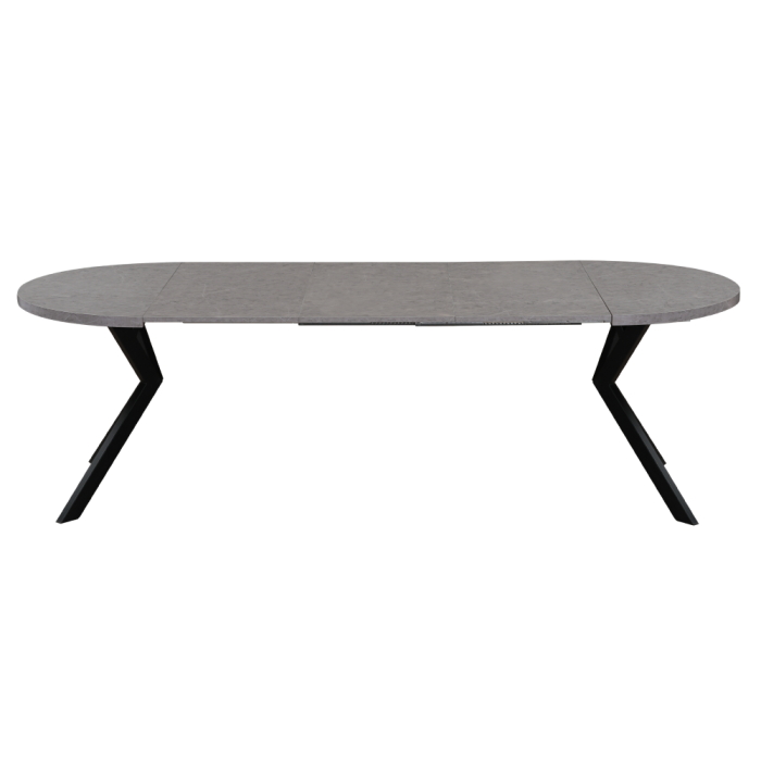 Masă de sufragerie extensibilă, beton deschis/negru, 100-250x75,5 cm, LUKOS [10]