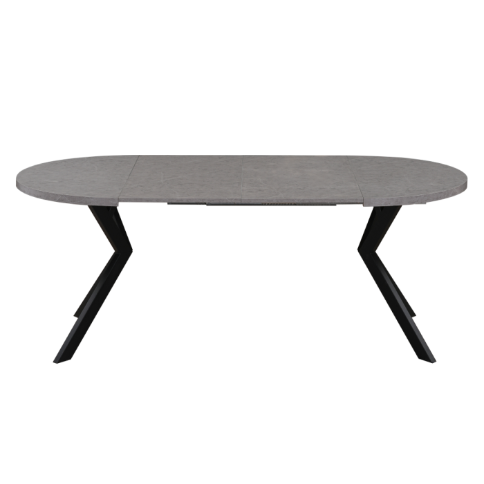 Masă de sufragerie extensibilă, beton deschis/negru, 100-250x75,5 cm, LUKOS [7]