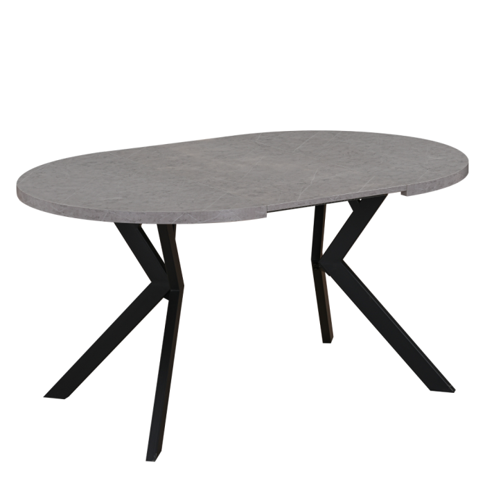Masă de sufragerie extensibilă, beton deschis/negru, 100-250x75,5 cm, LUKOS [6]