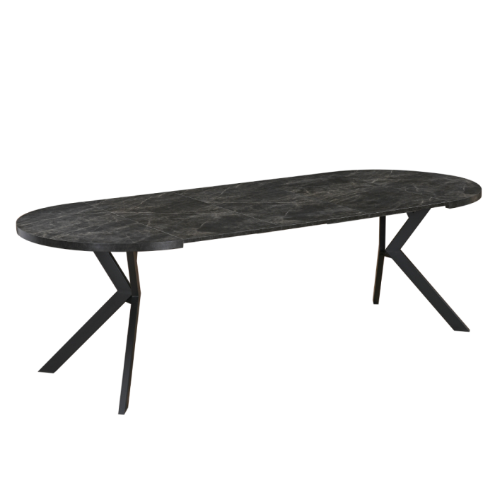 Masă de sufragerie extensibilă, beton închis/negru, 100-250x75,5 cm, LUKOS [8]