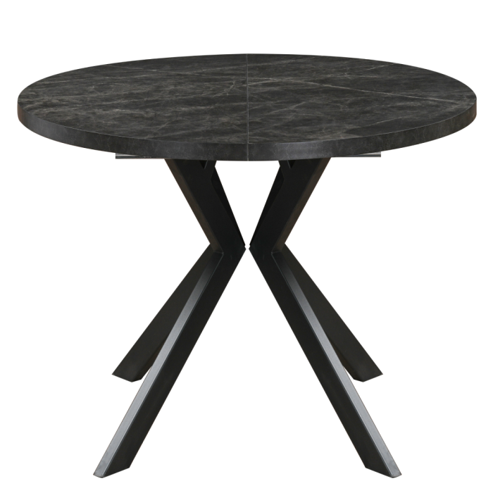 Masă de sufragerie extensibilă, beton închis/negru, 100-250x75,5 cm, LUKOS [2]