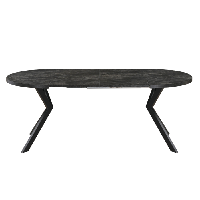 Masă de sufragerie extensibilă, beton închis/negru, 100-250x75,5 cm, LUKOS [6]