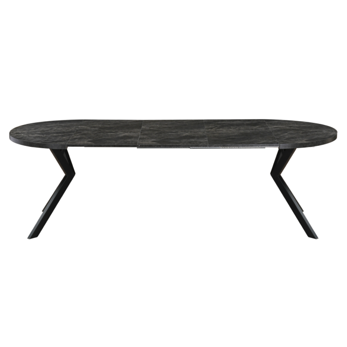 Masă de sufragerie extensibilă, beton închis/negru, 100-250x75,5 cm, LUKOS [7]