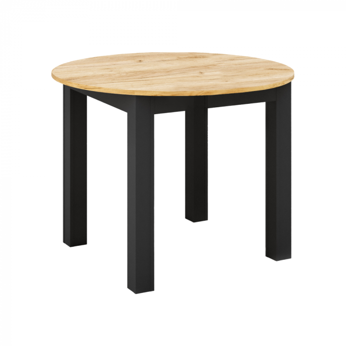 Masă de sufragerie extensibilă, stejar craft auriu/negru, 103-142x76 cm, HARRY [1]