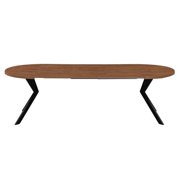 Masă de sufragerie extensibilă, stejar închis/negru, 100-250x75,5 cm, LUKOS [6]