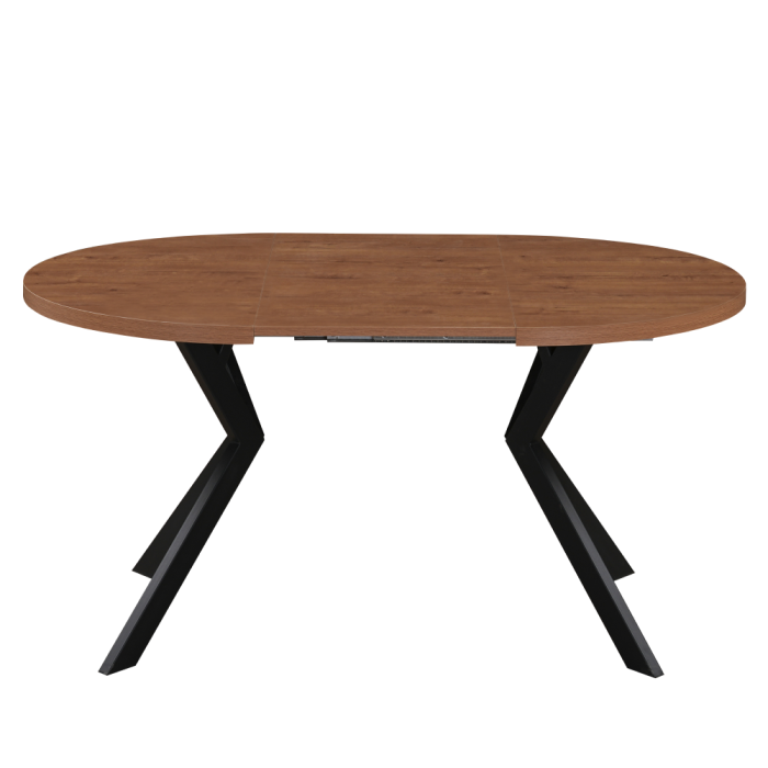 Masă de sufragerie extensibilă, stejar închis/negru, 100-250x75,5 cm, LUKOS [2]
