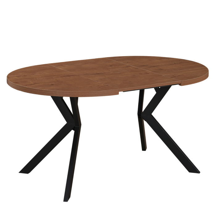 Masă de sufragerie extensibilă, stejar închis/negru, 100-250x75,5 cm, LUKOS [3]