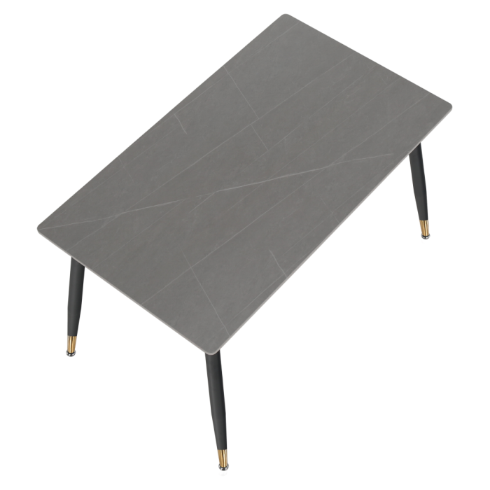 Masa de sufragerie, gri marmură/neagră/aur, 121x71 cm, FLORENC TIP 1 [16]
