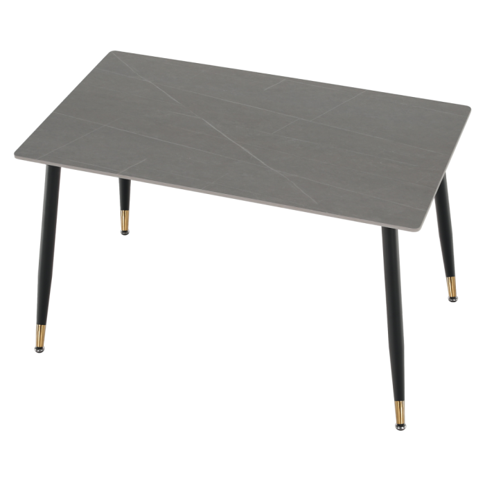 Masa de sufragerie, gri marmură/neagră/aur, 121x71 cm, FLORENC TIP 1 [15]