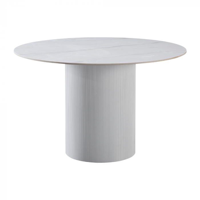 Masă de sufragerie, marmură albă/MDF, diametru 120 cm, MAHIR TIP 1 [1]