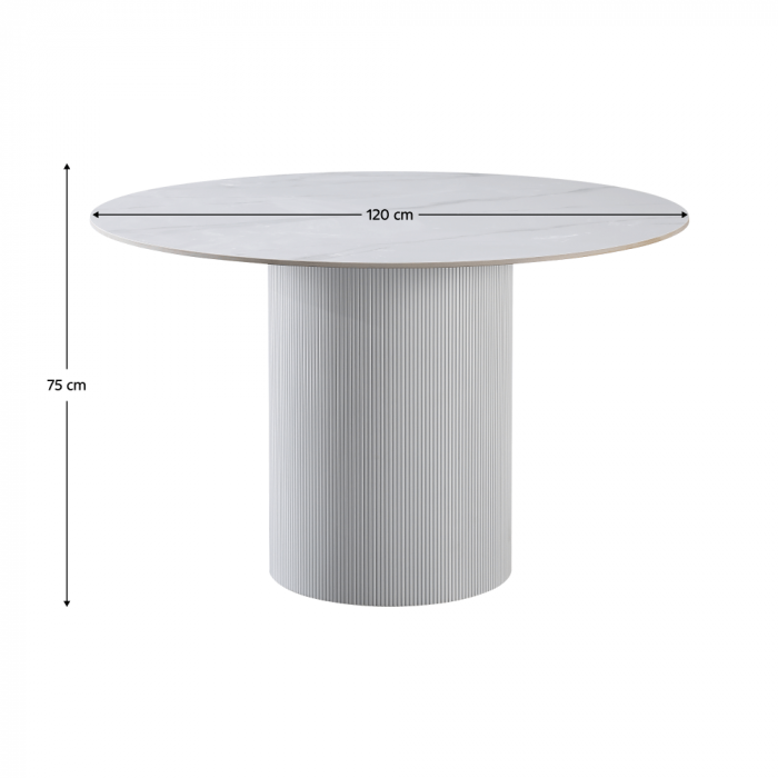Masă de sufragerie, marmură albă/MDF, diametru 120 cm, MAHIR TIP 1 [4]