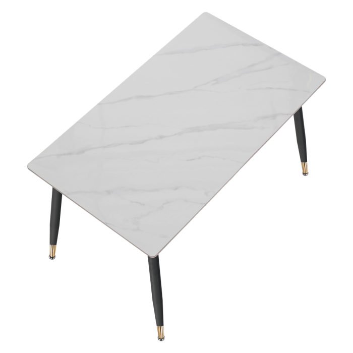 Masa de sufragerie, marmură albă/neagră/aur, 121x71 cm, FLORENC TIP 1 [6]