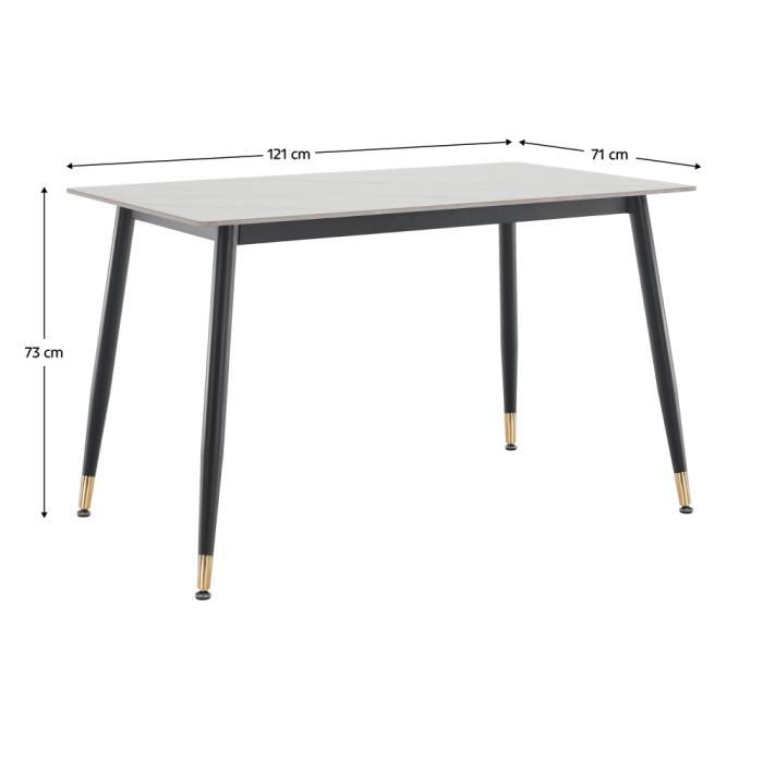 Masa de sufragerie, marmură albă/neagră/aur, 121x71 cm, FLORENC TIP 1 [15]