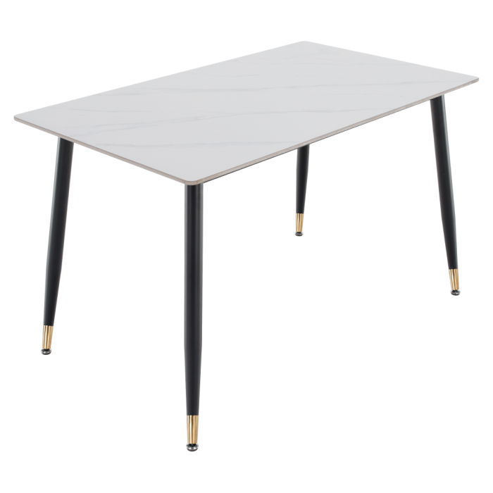 Masa de sufragerie, marmură albă/neagră/aur, 121x71 cm, FLORENC TIP 1 [3]