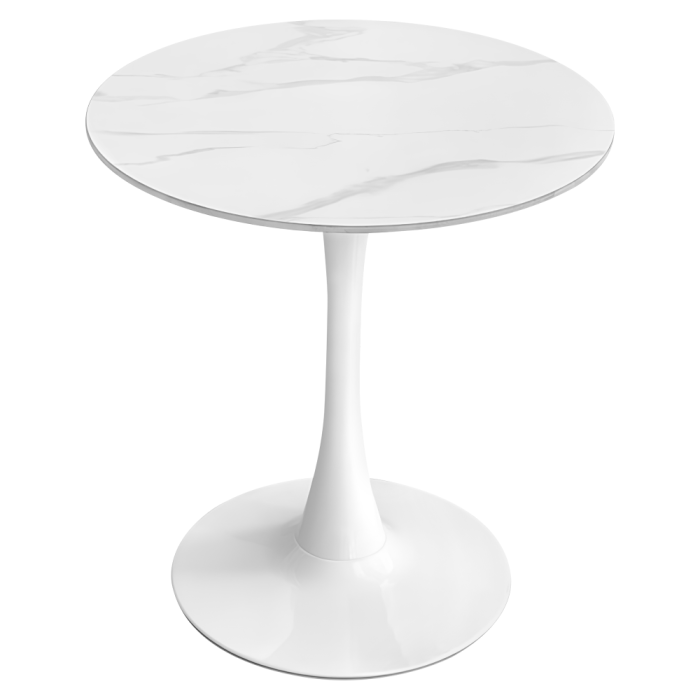 Masă de sufragerie, marmură deschisă/alb, diametru 80 cm, LORIAN [2]