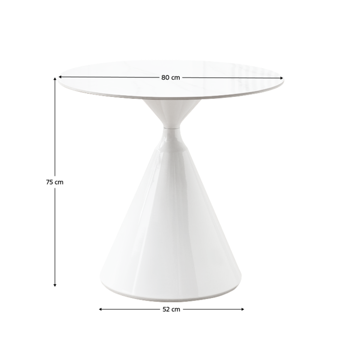 Masă de sufragerie, marmură deschisă/albă, diametru 80 cm, VALER [6]