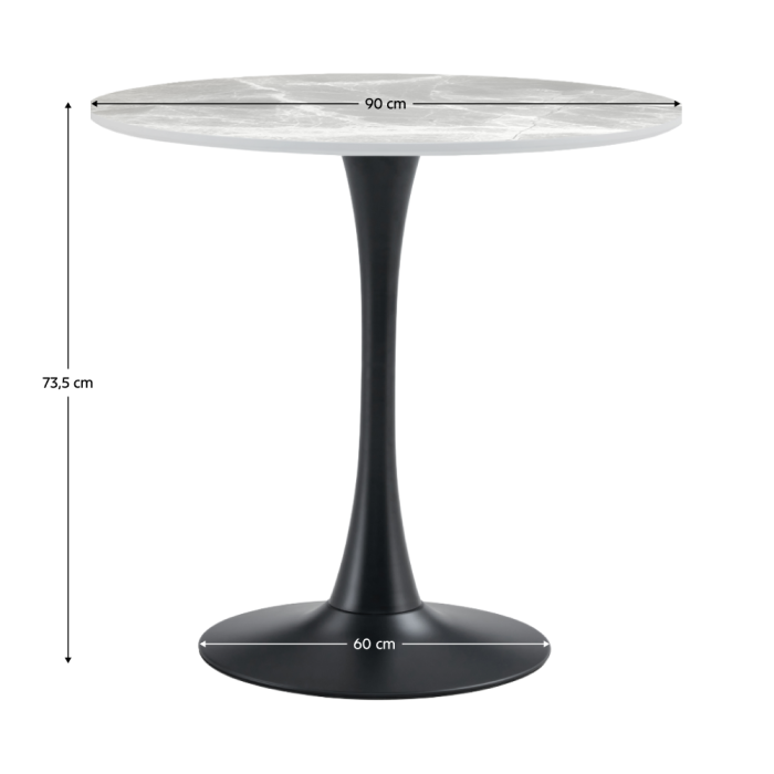 Masă de sufragerie, marmură gri/negru, diametru 90 cm, LORIAN TYP 1 [7]