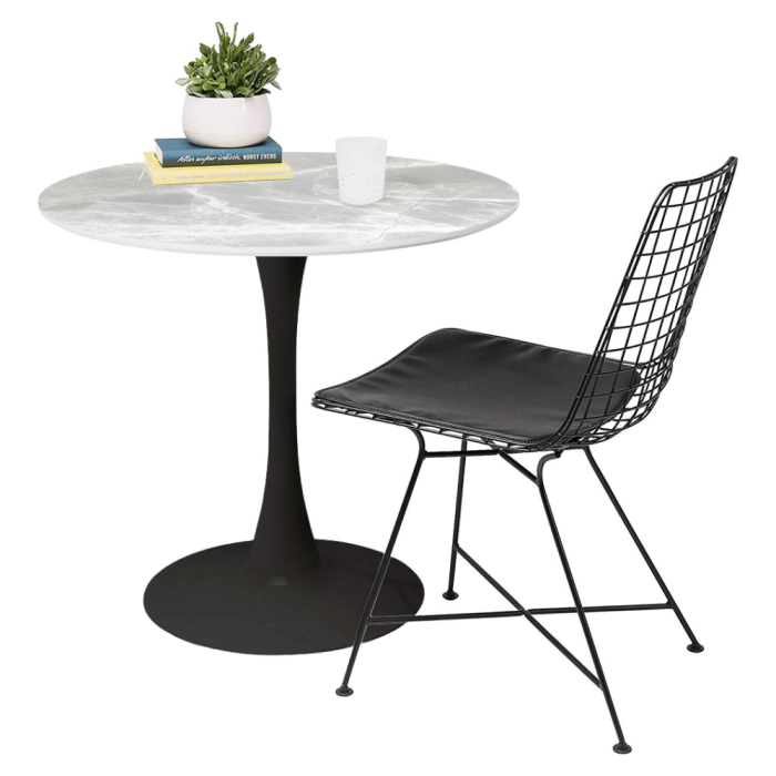 Masă de sufragerie, marmură gri/negru, diametru 90 cm, LORIAN TYP 1 [3]