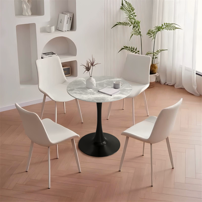 Masă de sufragerie, marmură gri/negru, diametru 90 cm, LORIAN TYP 1 [6]