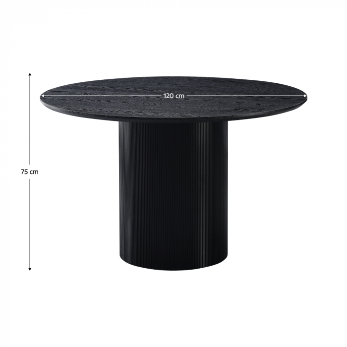 Masă de sufragerie, neagră, diametru 120 cm, MAHIR TIP 2 [4]