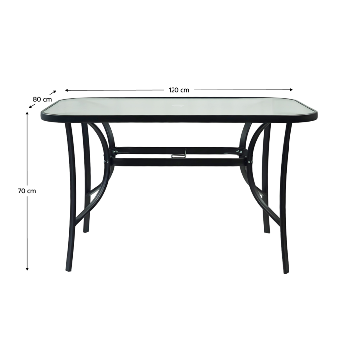 Masă de sufragerie, oţel negru/sticlă securizată, DEMAT NEW [6]