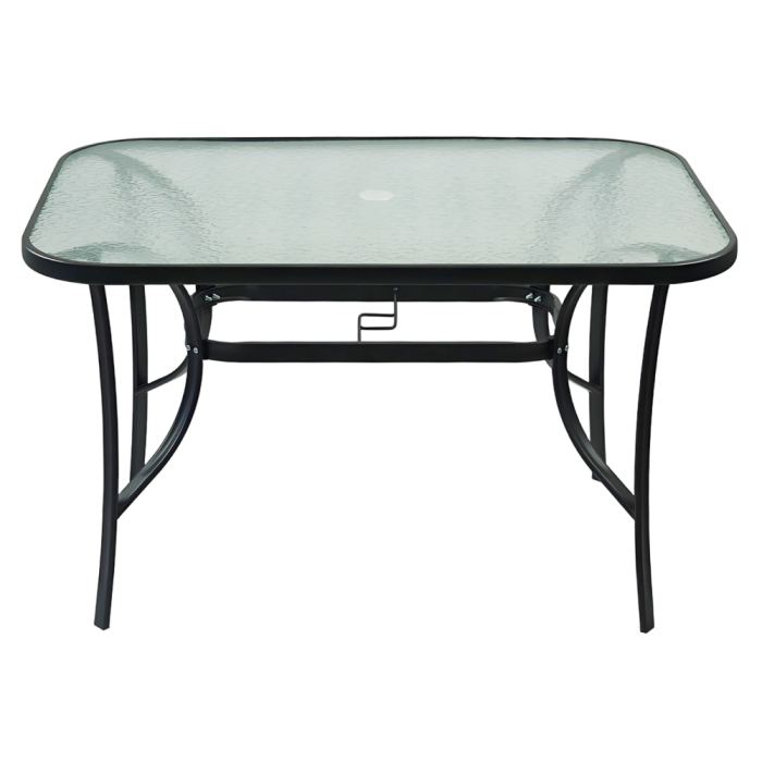 Masă de sufragerie, oţel negru/sticlă securizată, DEMAT NEW [2]