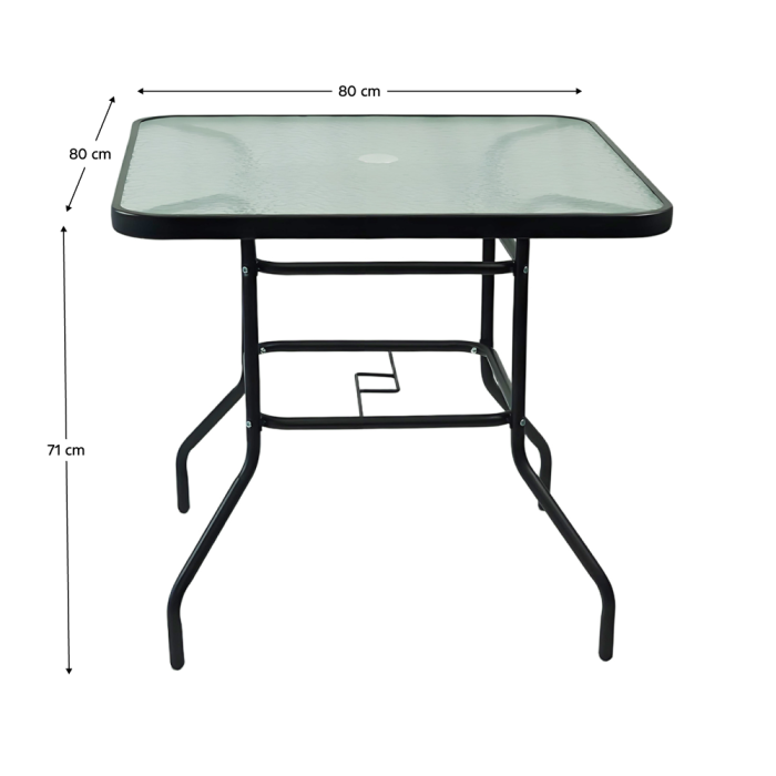 Masă de sufragerie, oţel negru/sticlă securizată, DEMAT NEW TYP 2 [7]