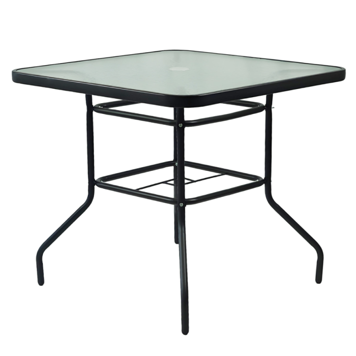 Masă de sufragerie, oţel negru/sticlă securizată, DEMAT NEW TYP 2 [4]